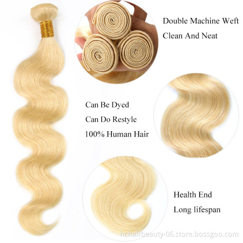 HC Hair 613 Blonde Bundles With Frontal Brazilian Human Hair Weave Body Wave 3 Bundles With 13x4 Lace Frontal Closure Remy Hair